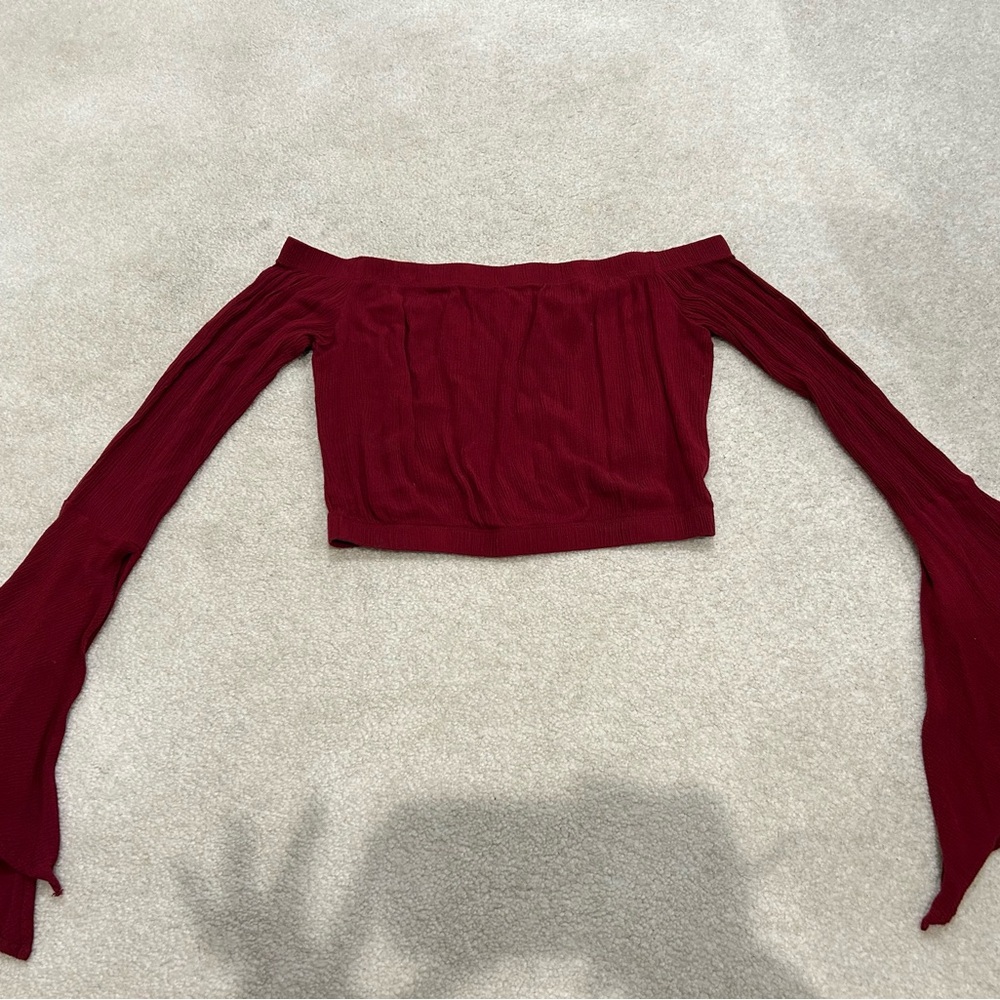 Elegant Off-Shoulder Red Top